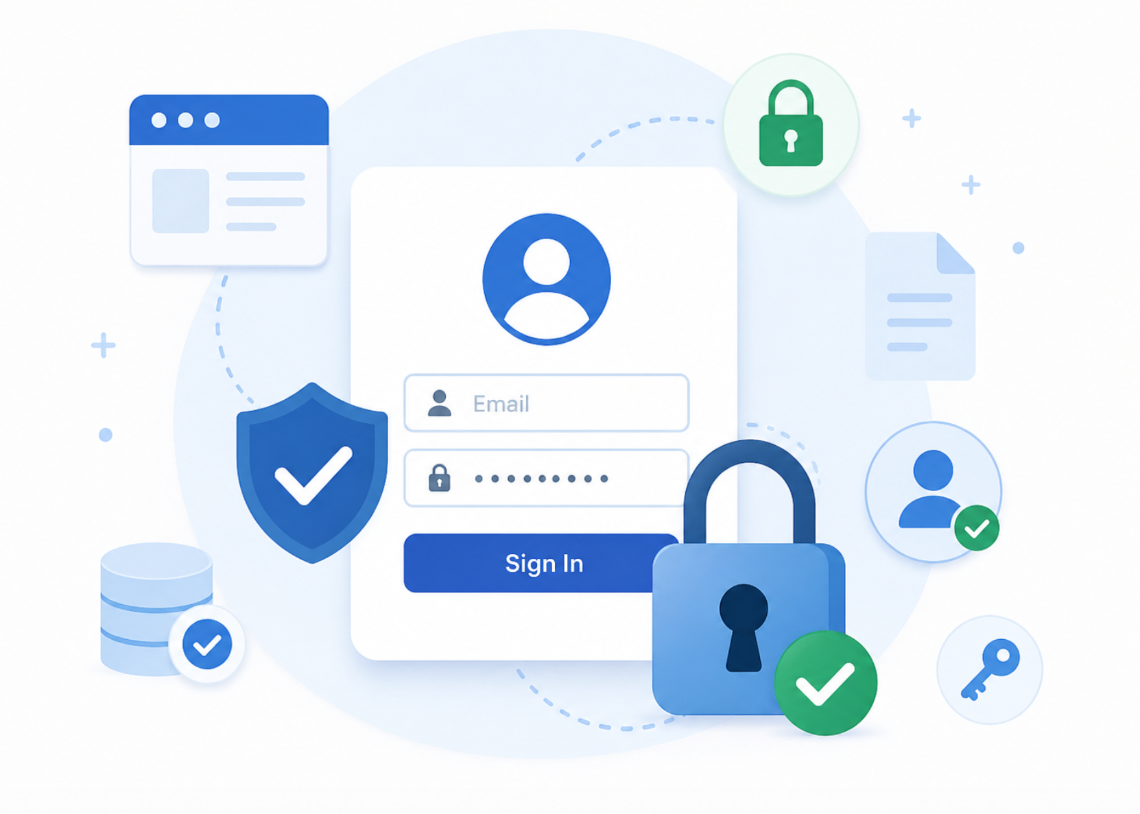 Illustration of secure user authentication and access control
